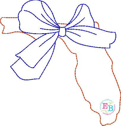 Big Bow Florida Bean Stitch Applique, Applique