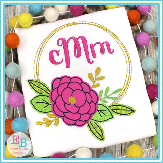 Flower Circle Frame Applique, Applique