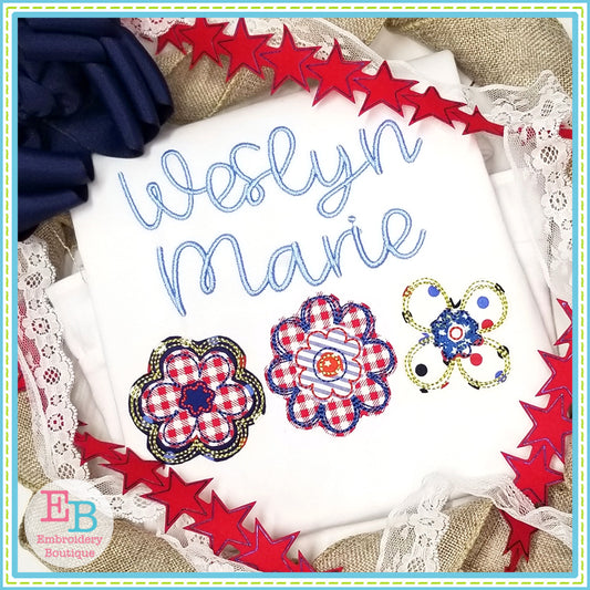 Flower Trio Bean Applique, Applique