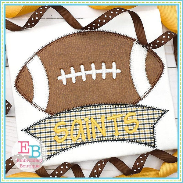 Football Banner Zigzag Applique, Applique