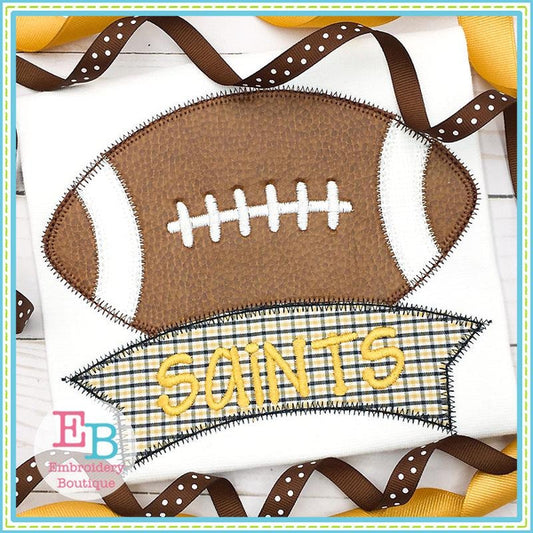 Football Banner Zigzag Applique, Applique