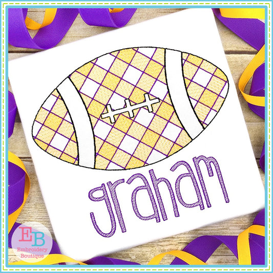 Football Plaid Sketch Sketch Embroidery Design, Embroidery