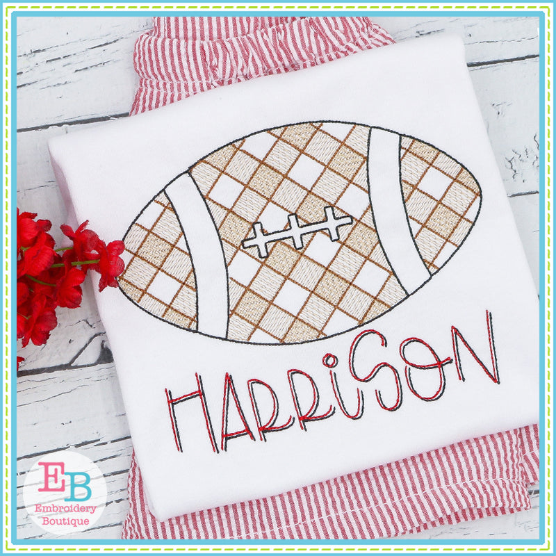 Football Plaid Sketch Sketch Embroidery Design, Embroidery