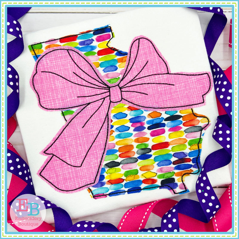 Big Bow Georgia Bean Stitch Applique, Applique