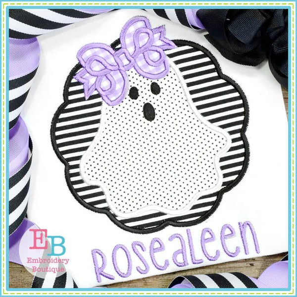 Ghost Bow Circle Applique, Applique