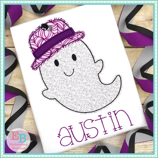 Ghost Hat Bean Stitch Applique, Applique