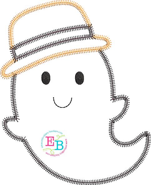 Ghost Hat Zigzag Stitch Applique, Applique