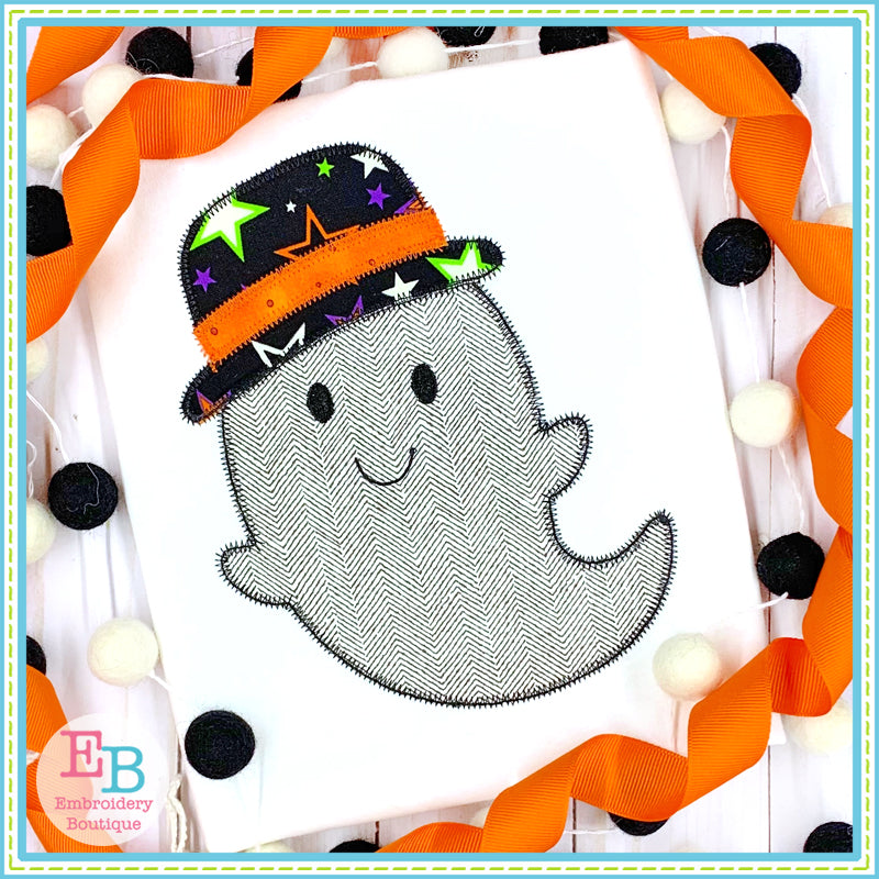 Ghost Hat Zigzag Stitch Applique, Applique