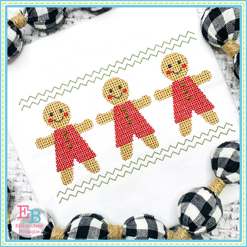 Gingerbread Boy Cross Stitch Embroidery Design, Embroidery