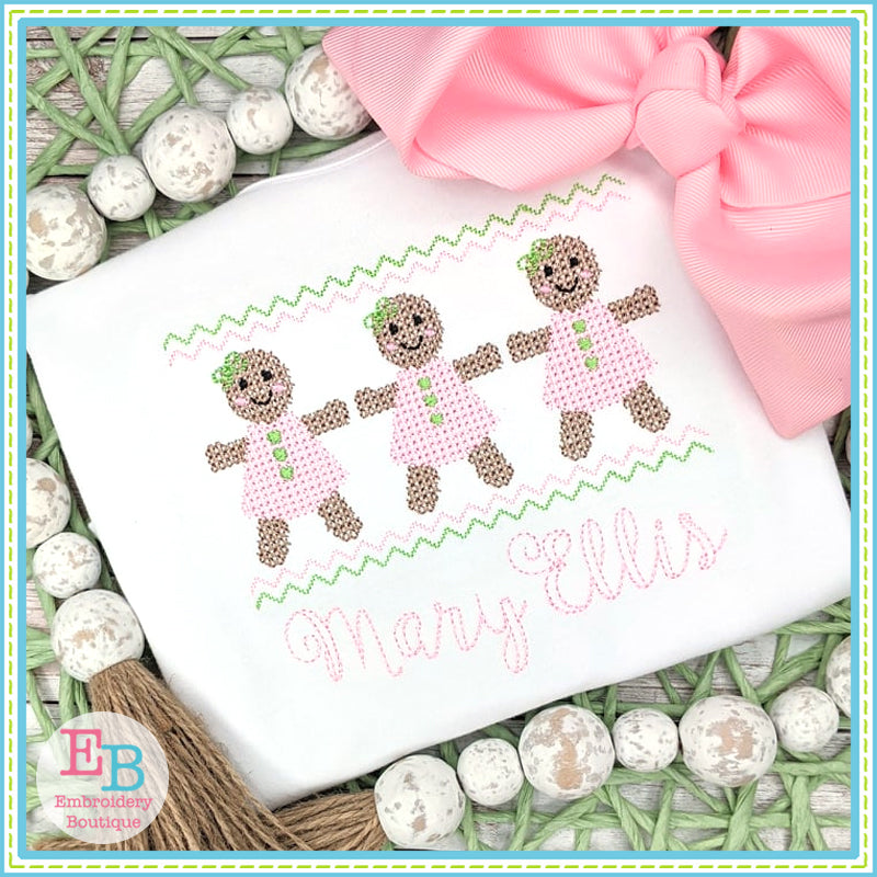 Gingerbread Girl Cross Stitch Embroidery Design, Embroidery