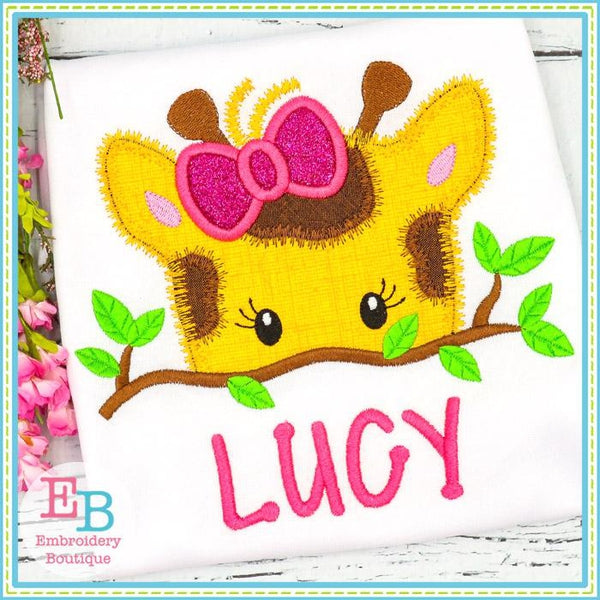 Giraffe Girl Peeker Applique, Applique