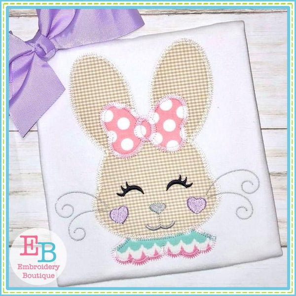 Bunny Girl Face Zigzag Applique, Applique
