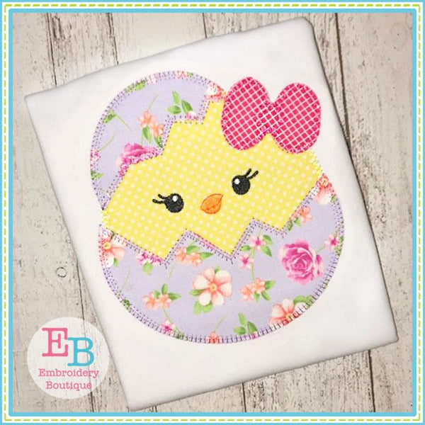 Egg Chick Girl Blanket Stitch Applique, Applique