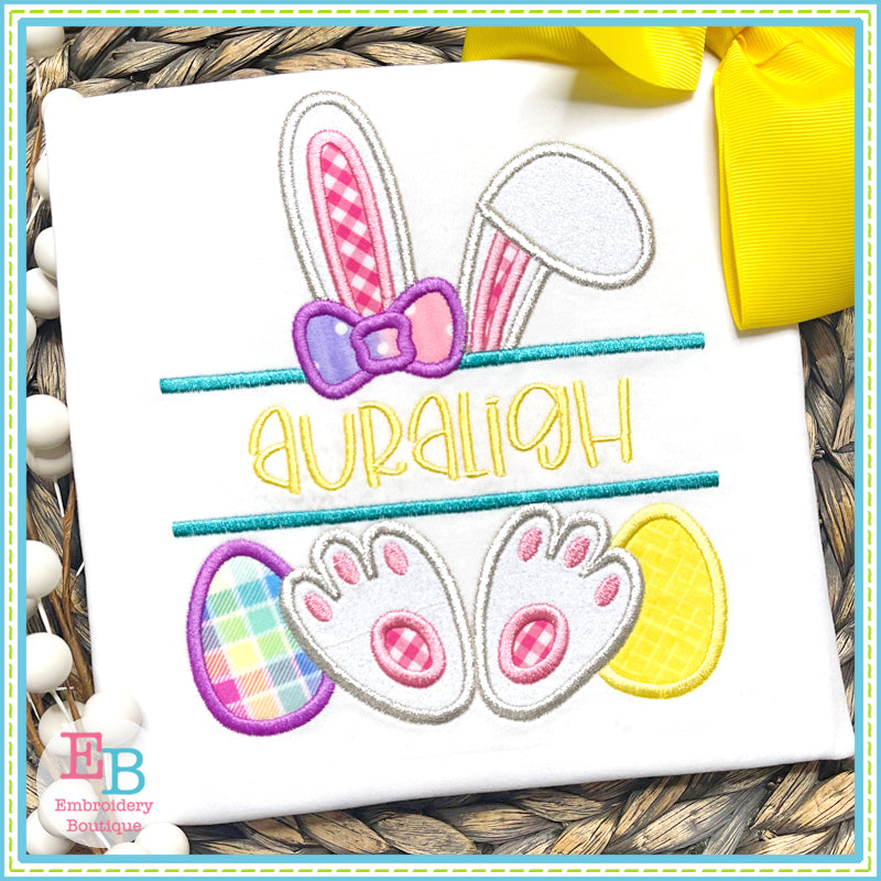 Girl Bunny Ears Banner Satin Applique, Applique