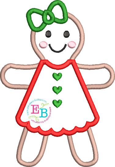 Gingerbread Girl Satin Stitch Applique, Applique