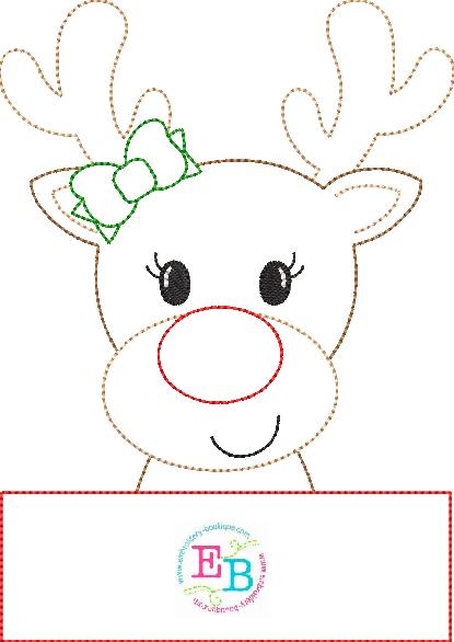 Girl Reindeer Banner Applique, Applique