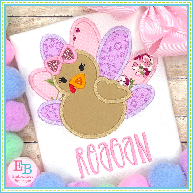 Girl Turkey Satin Stitch Applique, Applique