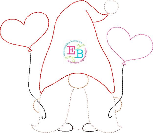 Gnome Balloons Bean Stitch Applique, Applique