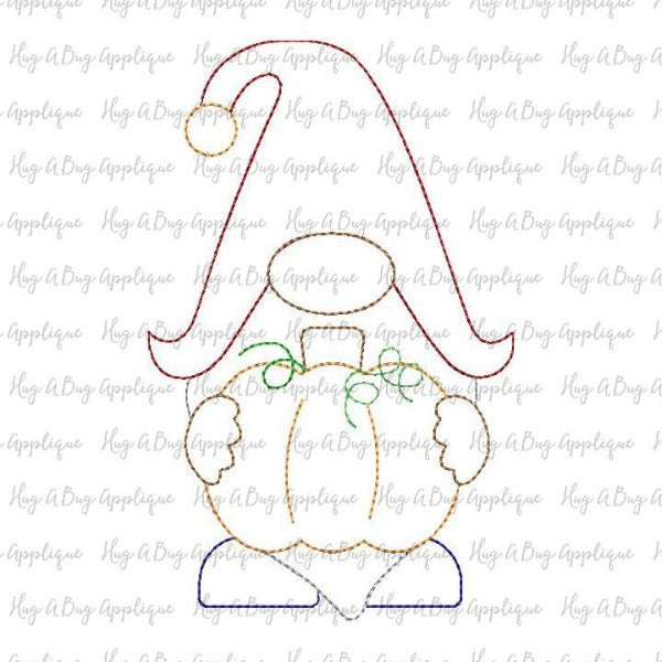 Gnome Pumpkin Bean Stitch Applique Design, Applique