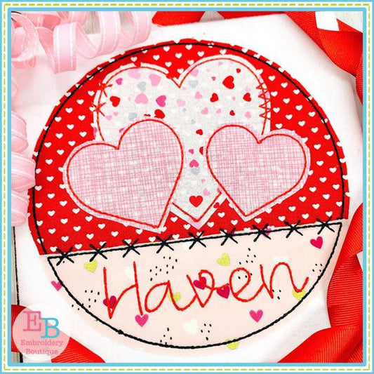 3 Hearts Circle Applique, Applique