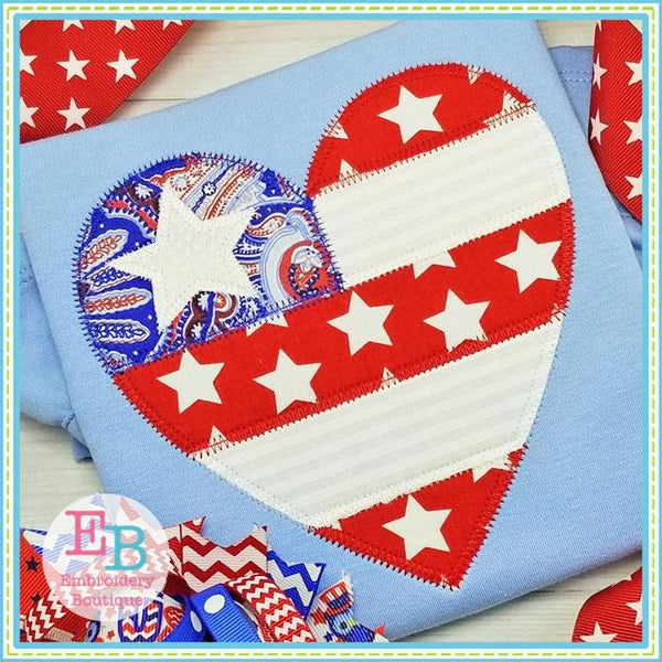 Heart Flag Zigzag Applique, Applique