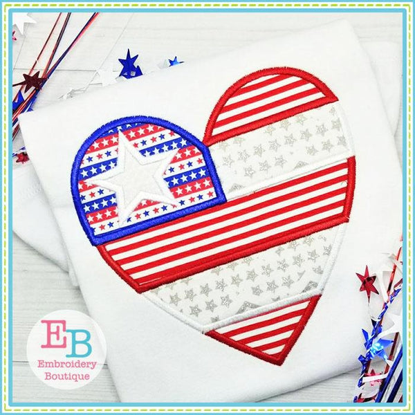 Heart Flag Applique, Applique