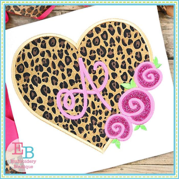 Heart Roses Satin Applique, Applique