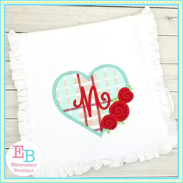 Heart Roses Satin Applique, Applique