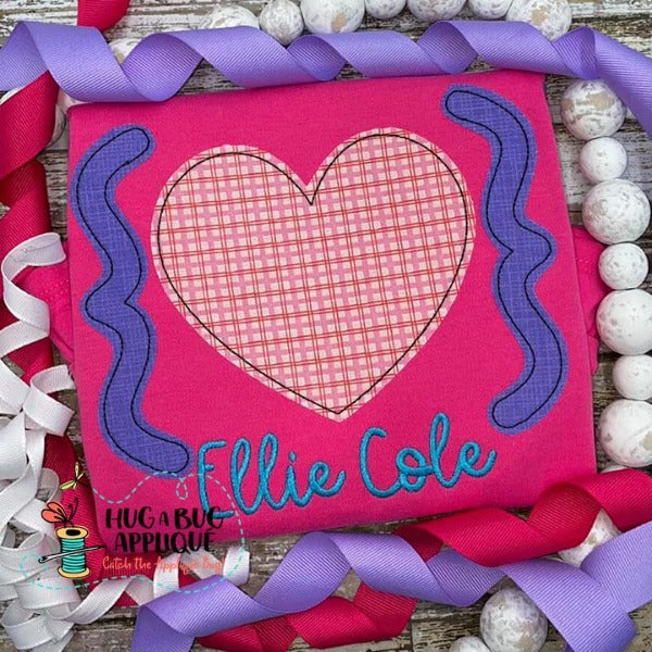 Heart Brackets Bean Stitch Applique Design, Applique