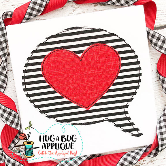 Heart Bubble Bean Stitch Applique Design, Applique