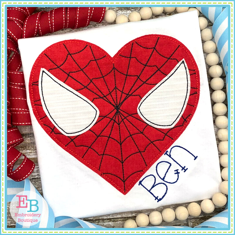 Heart Spidey Bean Stitch Applique, Applique