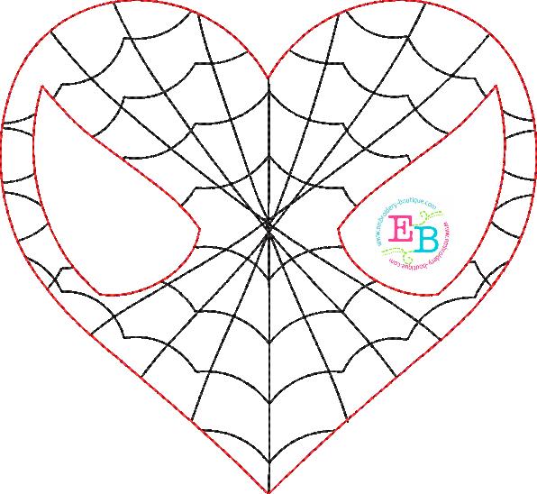 Heart Spidey Bean Stitch Applique, Applique