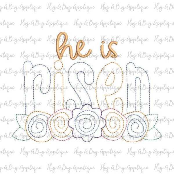 He Is Risen Bean Stitch Applique Design, Applique