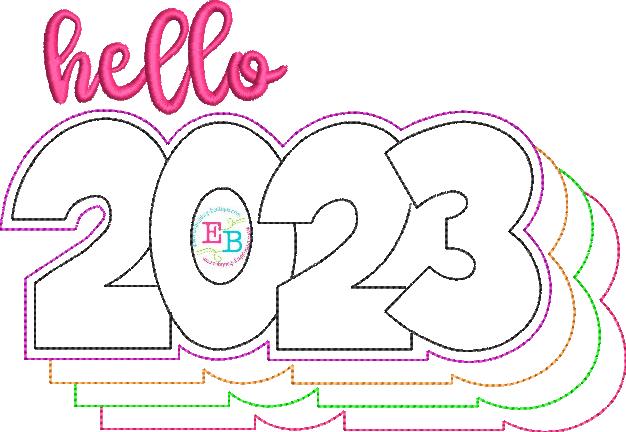 Hello 2023 Bean Stitch Applique, Applique