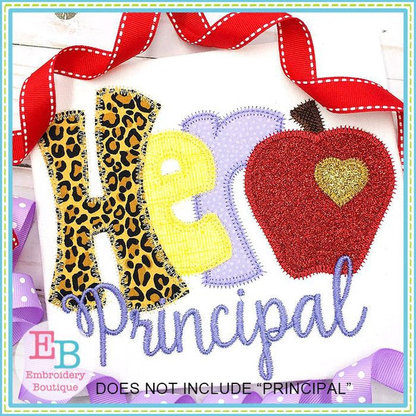 Hero Teacher Zigzag Applique, Applique