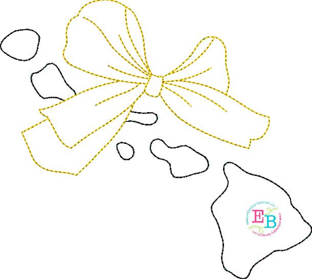 Big Bow Hawaii Bean Stitch Applique, Applique