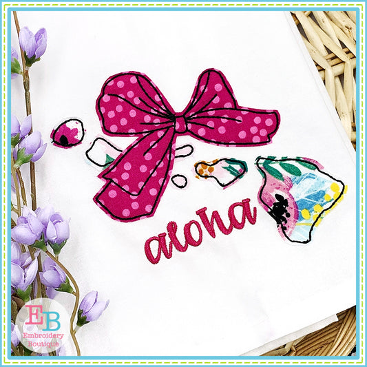 Big Bow Hawaii Bean Stitch Applique, Applique