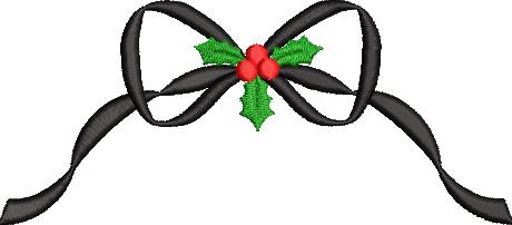 Holly Bow Monogram Frame Embroidery Design, Embroidery