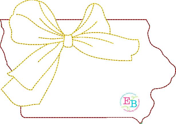 Big Bow Iowa Bean Stitch Applique, Applique