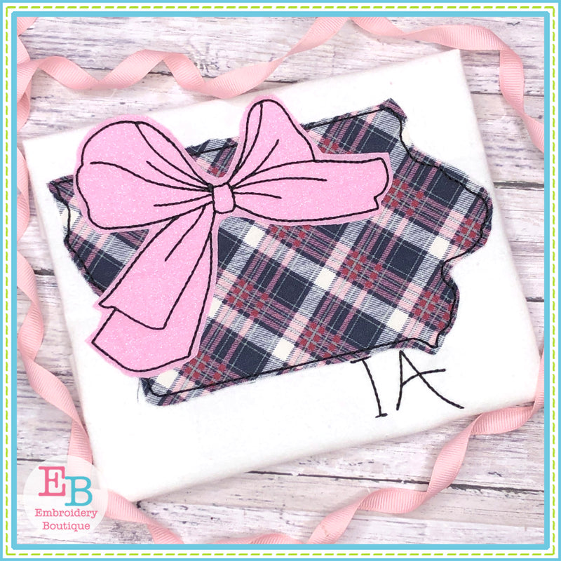 Big Bow Iowa Bean Stitch Applique, Applique