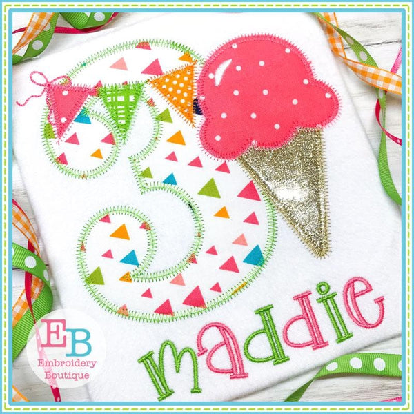 Ice Cream Applique Numbers, Applique Number Set