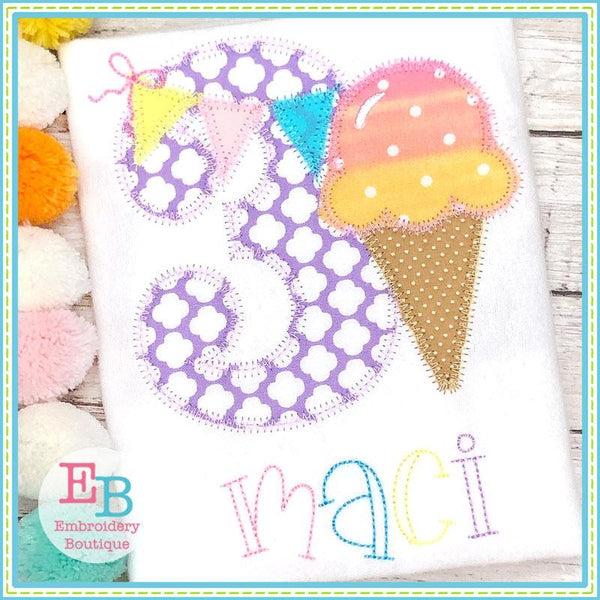 Ice Cream Applique Numbers, Applique Number Set