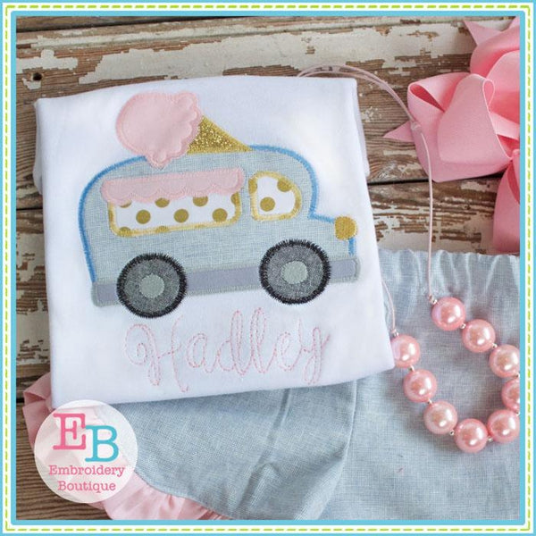 Ice Cream Truck Zigzag Applique, Applique
