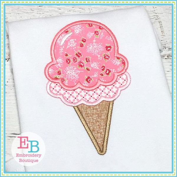 Double Dip Ice Cream Cone Applique, Applique