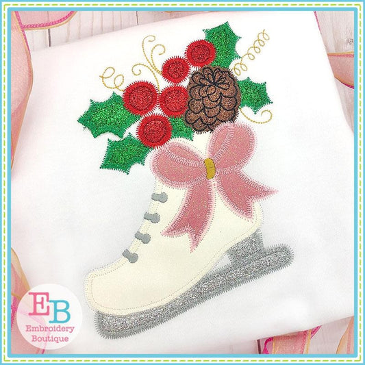 Ice Skate Bow Applique, Applique