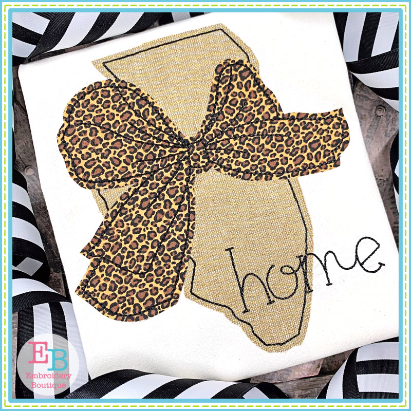 Big Bow Illinois Bean Stitch Applique, Applique