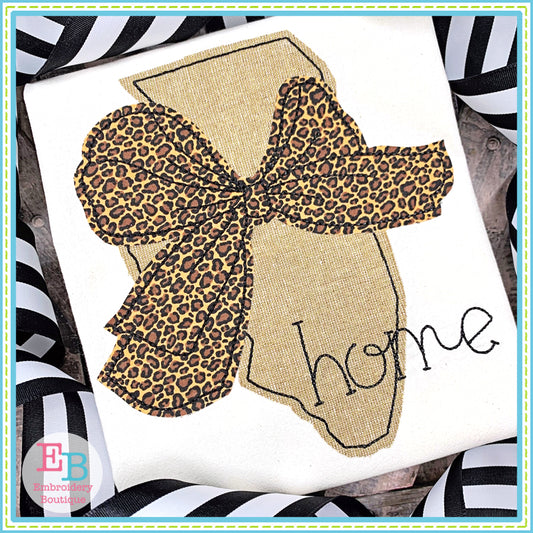 Big Bow Illinois Bean Stitch Applique, Applique