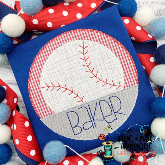 Baseball Split Circle Zig Zag Stitch Applique, Applique