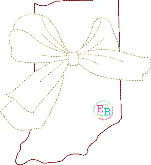 Big Bow Indiana Bean Stitch Applique, Applique