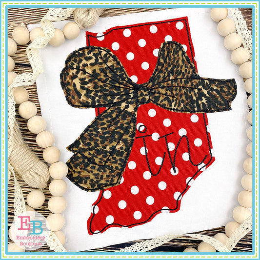 Big Bow Indiana Bean Stitch Applique, Applique